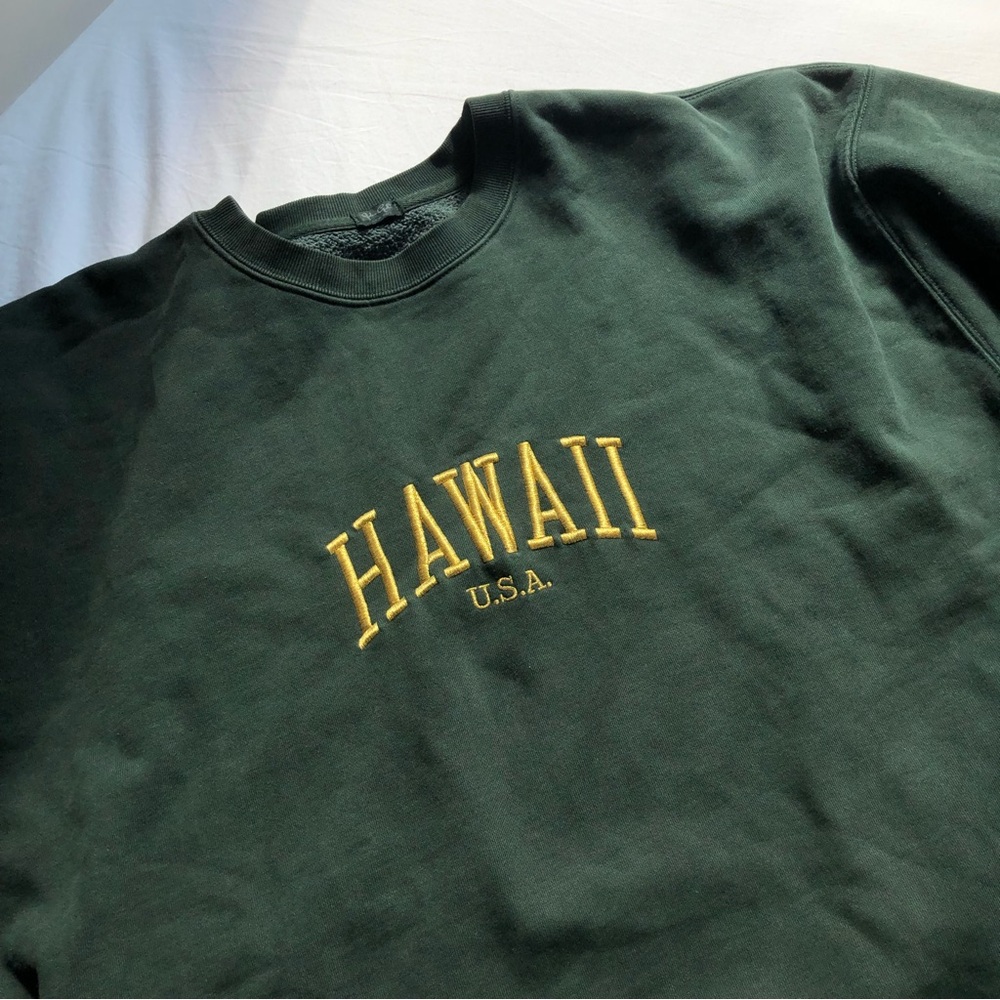 Rare Brandy Melville Hawaii Crewneck Sweatshirt Green Oversized Sweater Cute